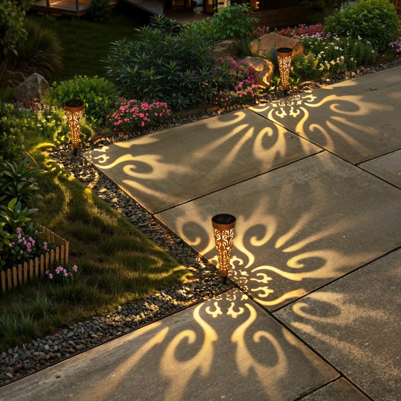 Go2garden 6Pcs Garden Solar Lights Outdoor Stakes Decorative Lighting for Yard, Pathway, Patio Decor Lawn Ornament (Red Copper) - Image 4